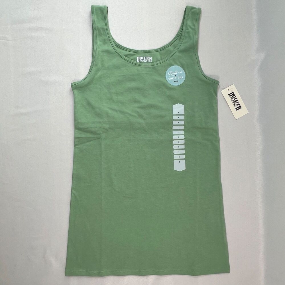 Duluth Trading Co No-Yank Tank Top Built-in Shelf Bra NWT Sage Green Small
